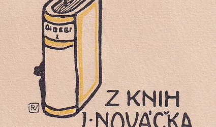 Z knih J. Nováčka. Včela na květu v knize.