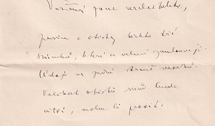 Dopis Jindřichu Vaňkovi.