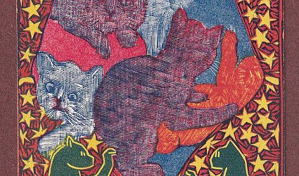 Ex libris P. Kolínský. Koťátka a medvídek.