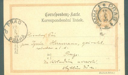 Korespondenční lístek Ignátu Herrmannovi.