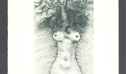 Ex libris Vladimír Mikule. Žena a strom.