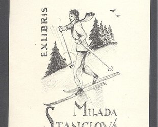 Ex libris Milada Štanclová. Lyžař.