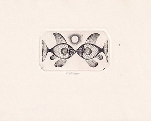 P. F. 1964. Dr. L. Loubal s rodinou. Dvě rybky a slunce.