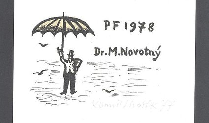PF 1978 Dr. M. Novotný. Muž s deštníkem.
