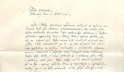 Dopis předsednictva spolku Máje Ignátu Herrmannovi.