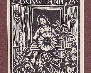 Ex Libris Olga Bergmannová. Žena v okně do zahrady.