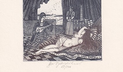 Ex Libris Dr. Karel Kropík. Odaliska.