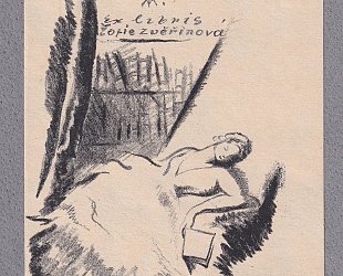 Ex libris Žofie Zvěřinová. Dáma na pohovce.